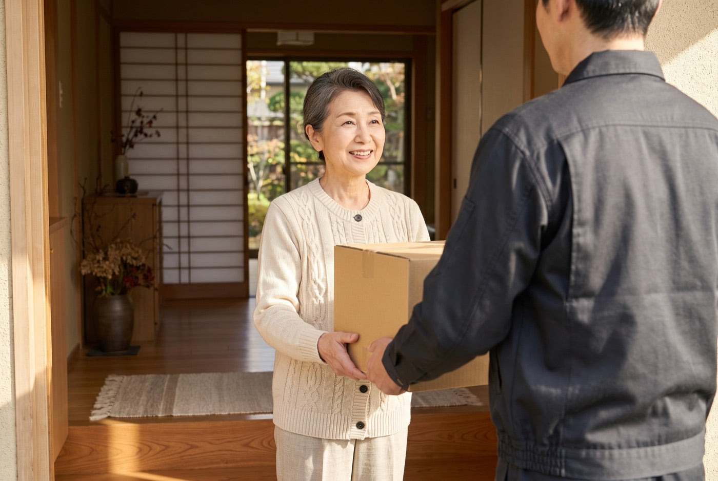 ご実家へ直接お届けする様子